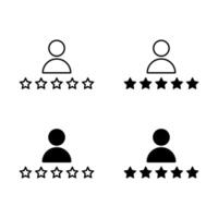 Customer review avatar icon set. Feedback profile with five star sign symbol vector