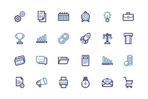Business Icon Theme with Colored Outline Style. vector