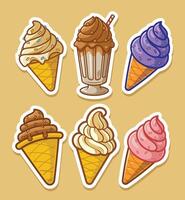 Sticker Set of Ice Cream Cup is ready for Printed. vector