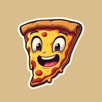 Cartoon Pizza Slice with a Happy Expression vector