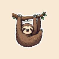 Cute Sloth Hanging from a Tree Branch vector