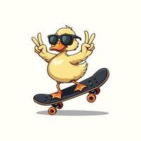 Skateboarding Chicken Illustration vector