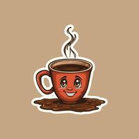 Smiling Coffee Cup with a Cute Cartoon Expression vector