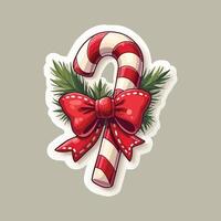 Candy Cane with a Red Bow, Perfect for Holiday Themes vector