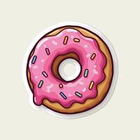 Adorable Donut with Pink Glaze and Sprinkles vector