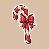 Adorable Candy Cane with a Festive Red Bow vector