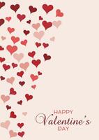 Happy Valentines Day background with cascading hearts design vector