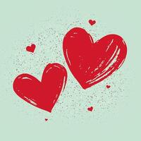 Valentines Day background with grunge style hearts design vector