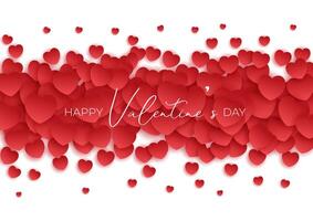 Happy Valentines Day background with red hearts design vector
