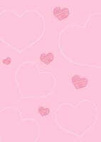 Minimal Valentines Day background with scribble hearts design vector