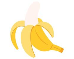Fruit banana in cartoon hand drawn simple style. Editable variable color vector