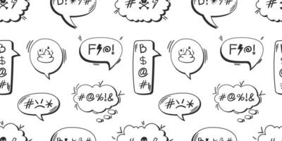 Comic Speech Bubble Pattern with Swear Symbols, Hand-Drawn Doodle Style, Ideal for Comic Strips, Digital Design, Backgrounds, and Humorous Illustrations vector