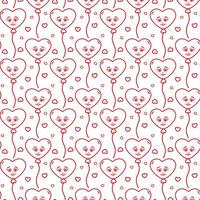 Abstract Outline heart shaped balloons and decorative hearts Seamless pattern in trendy minimalism. Isolated illustration Wallpaper Wrapping or web promo banner, posting, blog, tag background vector