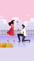 Man Proposing To The Woman Kneeling On Vertical 2D Cartoon Animation video