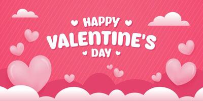 Happy Valentine's day background with 3d heart balloons and blank space area for text vector