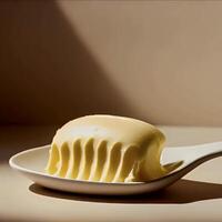 Melting Moments Creamy butter, artfully sculpted, rests on a minimalist spoon, bathed in soft, warm light. A delectable still life capturing the essence of pure indulgence. video
