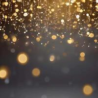 Golden Glitter Rain A captivating cascade of golden bokeh lights, cascading down a dark background, evokes a sense of celebration, magic, and luxury. video