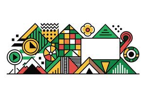 Modern Black History Month artwork featuring bold shapes, triangles, and colorful patterns inspired by African art and tradition vector