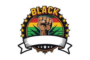 Powerful Black History Month banner featuring a raised fist symbol of empowerment and unity with vibrant pan African colors and bold design vector