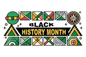 Geometric Black History Month banner combining triangular shapes, cultural patterns, and bright colors symbolizing unity and history vector
