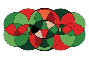Dynamic overlapping circular patterns in bold red, green, and black shades, highlighting cultural significance for Black History Month vector