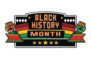 Minimalist Black History Month banner with vibrant pan African colors, raised fists, and bold typography symbolizing unity, empowerment, and pride vector