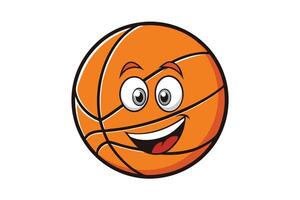 Cartoon basketball character with a cheerful face, vibrant orange design, and bold black lines, isolated on a white background for creative use vector