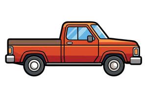 Artistic cartoon style drawing of a red pickup truck with simple detailing, ideal for automotive or transportation related graphic design vector
