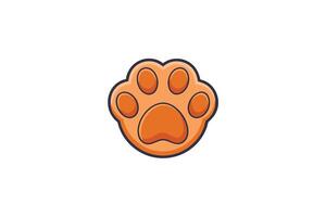 Orange cartoon style animal paw icon with rounded design isolated on a white background, perfect for pet themed designs or applications vector
