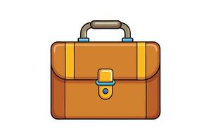Professional brown leather briefcase icon with handle and buckle, isolated on white background, perfect for office and business concepts vector