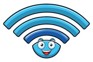 Creative cartoon WiFi symbol design featuring blue waves and a circular signal node, perfect for technology and internet concept visuals vector