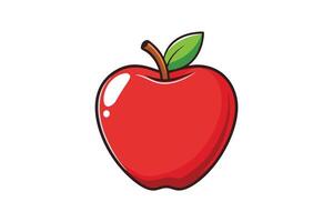 Creative cartoon artwork of a shiny red apple with a smiling face, perfect for educational or playful concepts on a white background vector