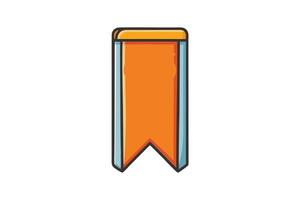 Minimalistic cartoon bookmark icon in bright colors with happy face, ideal for school, library, and reading related graphics vector