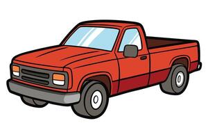 Bright and playful cartoon design of a red pickup truck featuring bold outlines, presented on a clean white background vector