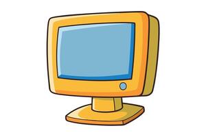 Minimalist and stylized vintage PC illustration with a monitor and keyboard, great for tech nostalgia or digital themed branding vector