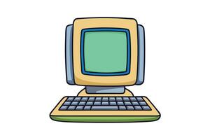 Retro style computer icon with classic monitor and keyboard, perfect for technology themes, digital concepts, or nostalgic designs vector