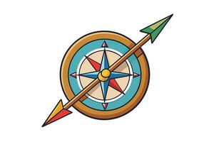 illustration of a vibrant and stylish compass with bold arrow design and dynamic color scheme for maps and travel vector