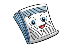 illustration of a cartoon newspaper with a smiling expression, perfect for journalism, education, and communication visuals vector