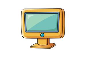 Classic desktop computer icon with a colorful and cartoonish design, representing retro technology for creative and modern concepts vector
