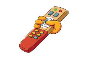 Cartoon style remote control in a hand, showcasing detailed colorful buttons, perfect for themes of gadgets, devices, and digital media control vector