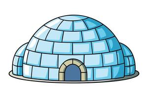 Cute igloo icon depicting traditional arctic architecture made of ice blocks and a rounded entrance vector