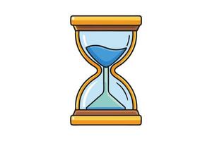 Cartoon hourglass icon with blue sand in a simple design, perfect for time management, deadline, or vintage style concepts vector