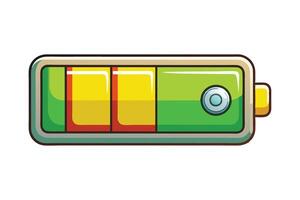 Full battery icon featuring a cute cartoon face and bright green charge level, representing clean energy and charging concepts vector