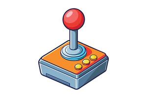 Vibrant joystick icon with retro inspired design and colorful buttons, ideal for gaming projects, retro arcade themes, or technology branding vector