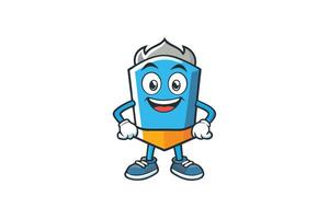 Cartoon illustration of a proactive mascot in blue with an energetic pose, ideal for creative business branding or teamwork visuals vector