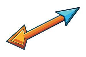 Colorful 3D cartoon arrow icon in a modern flat style with bold outlines and gradient colors on a white background for design purposes vector