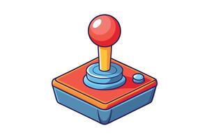 Fun and modern joystick graphic featuring a red handle and buttons, suitable for gaming logos, creative designs, or digital media projects vector