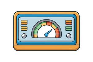 Digital dashboard interface icon featuring colorful gauges and meters for data visualization on white background vector
