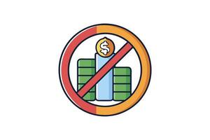 Vibrant illustration of financial restrictions with colorful bar graphs and no money concept for business and economic visuals vector