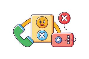Playful illustrations of phone call icons with colorful, animated designs for answering and declining calls in a fun and engaging way vector
